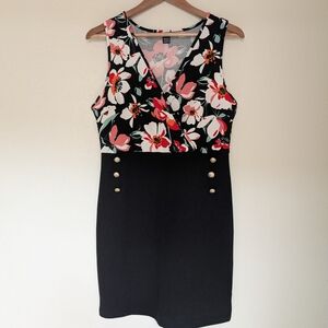 SHEIN Black and Red Floral Midi Dress